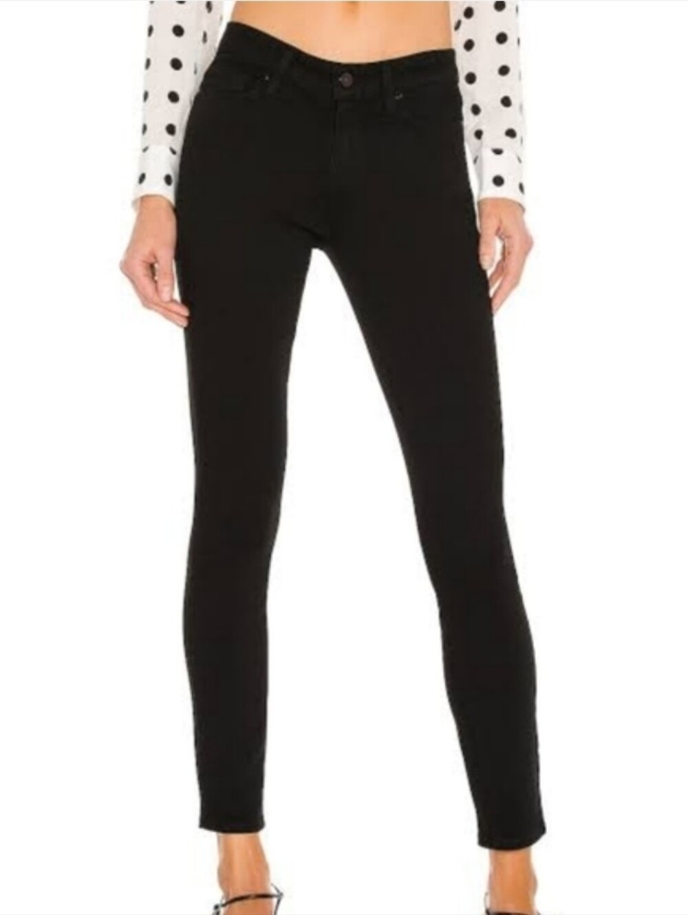 Paige Verdugo Ankle Skinny Jeans Black Overdye Stretch 27